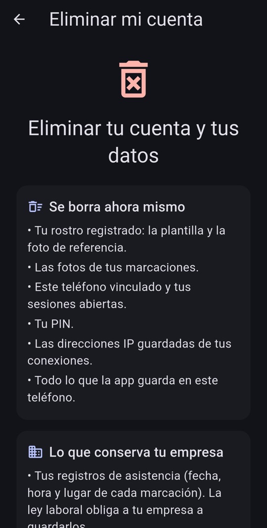 Eliminar tu cuenta y tus datos: qué se borra en el momento y qué conserva tu empresa por obligación laboral